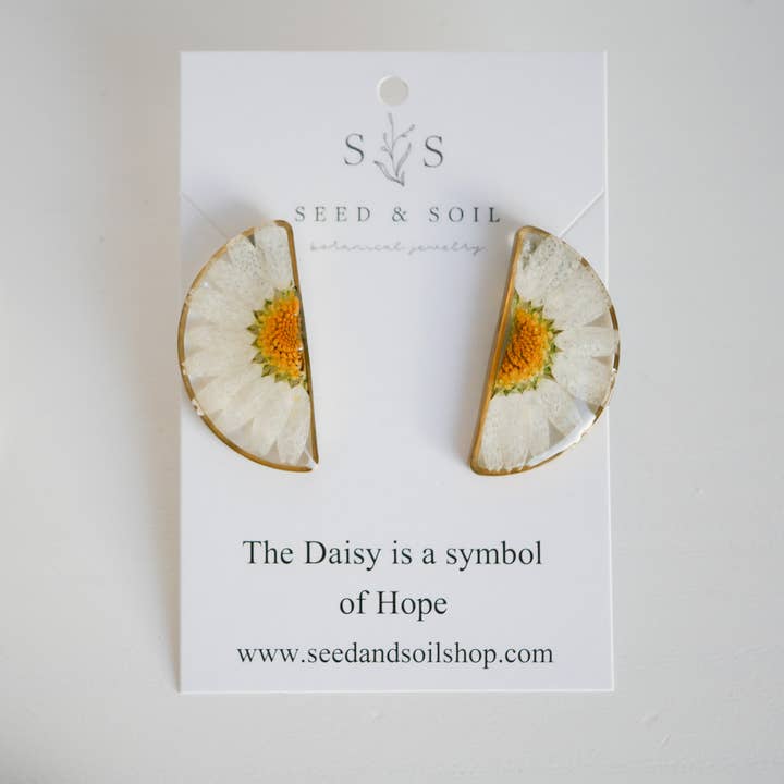 Seed & Soil Botanical Jewelry - Wholesale Dangle Earrings - Slim Bar Mustard Seed Earring