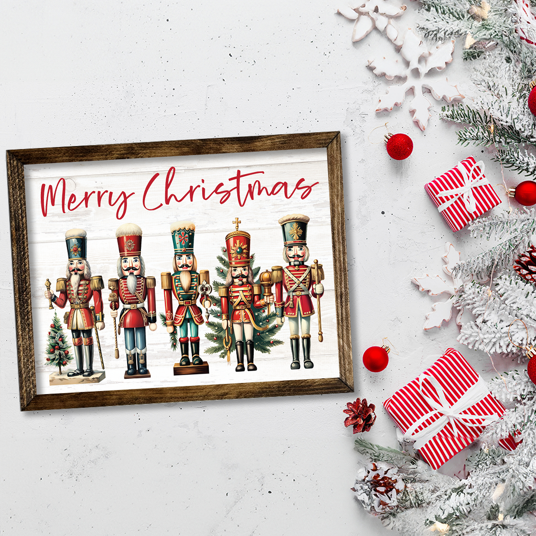 Jarmz Designs – wholesale Christmas Wall Art – TIMBERLAND FRAME MERRY CHRISTMAS NUTCRACKERS2