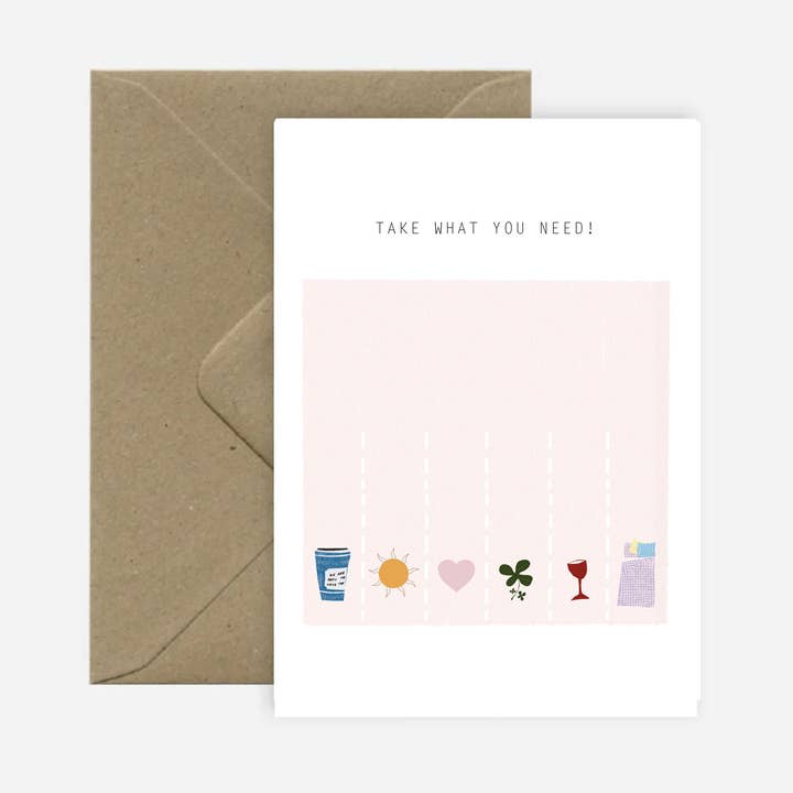 Take What You Need! - Greetings Card for wholesale by Elly Vvaller
