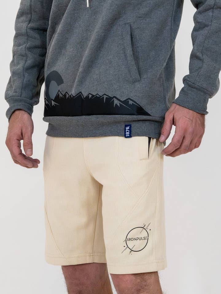 Iron Pulse Men's Cream Knit Everyday Shorts *Final Sale* for wholesale by Colorado Threads