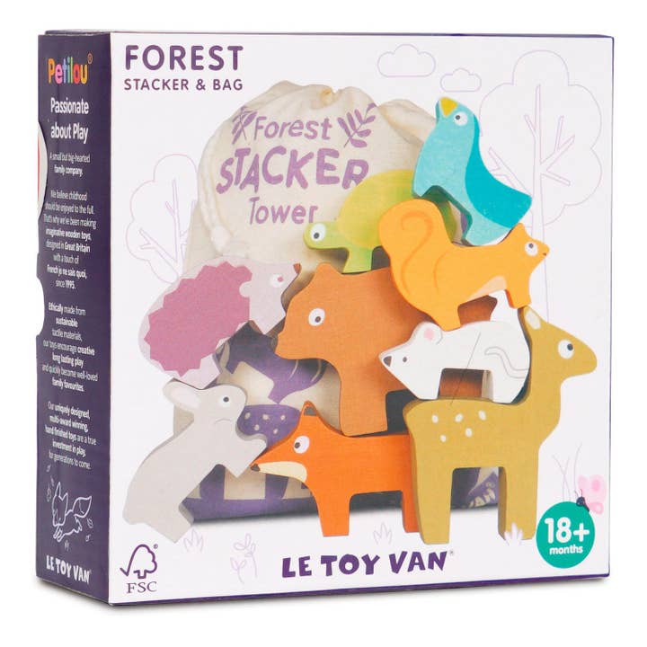 Le Toy Van - Wholesale Stacking Game - Forest Animals Stacking Game PL087/Stacking Forest Anmimals & Bag2