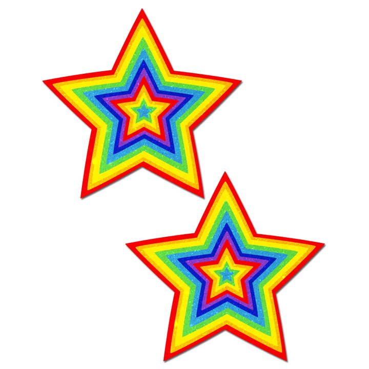 Pastease® - Wholesale Nipple Pasties - Women's - Star: Velvet Rainbow Pumping Nipple Pasties by Pastease®