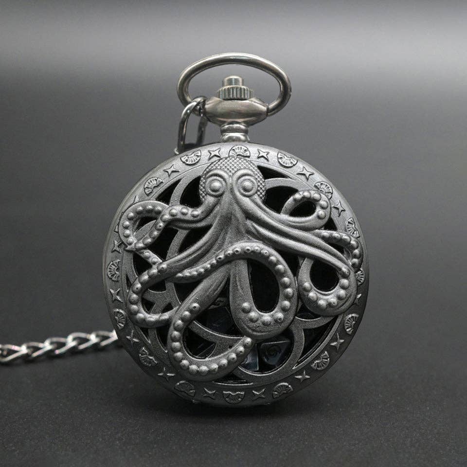 Tabletop Dominion Limited - Wholesale Pocket Watch - Unisex - Kraken's Keepsake | Pocket Watch Case | Ancient Silver1