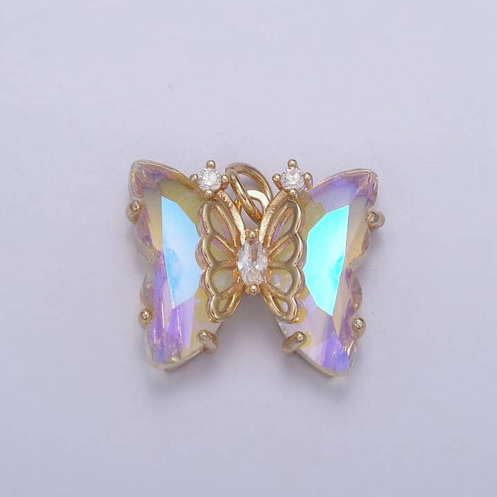 AB Color Butterfly Charm Glass Crystal Monarch Pendant Add on Charm for Bracelet Necklace Earring N-855 for wholesale by Aim Eternal