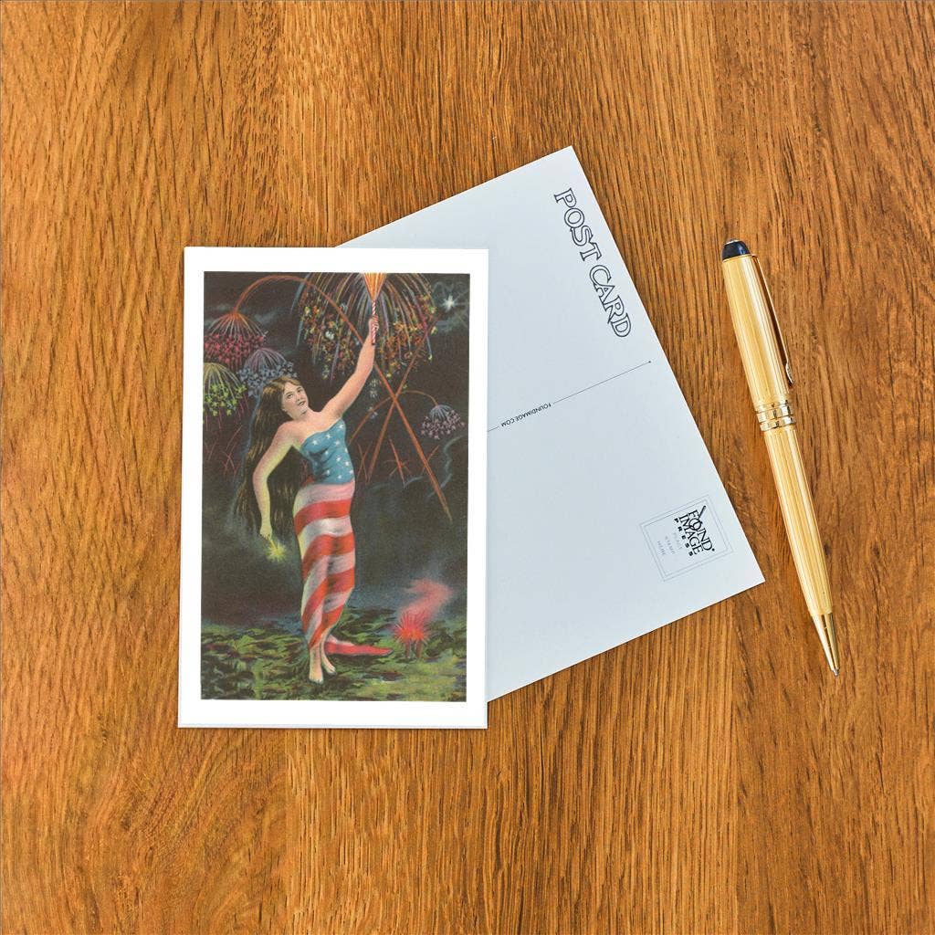 Found Image Press - Wholesale Postcard - Postcard PT-231 Woman Wrapped in Flag1