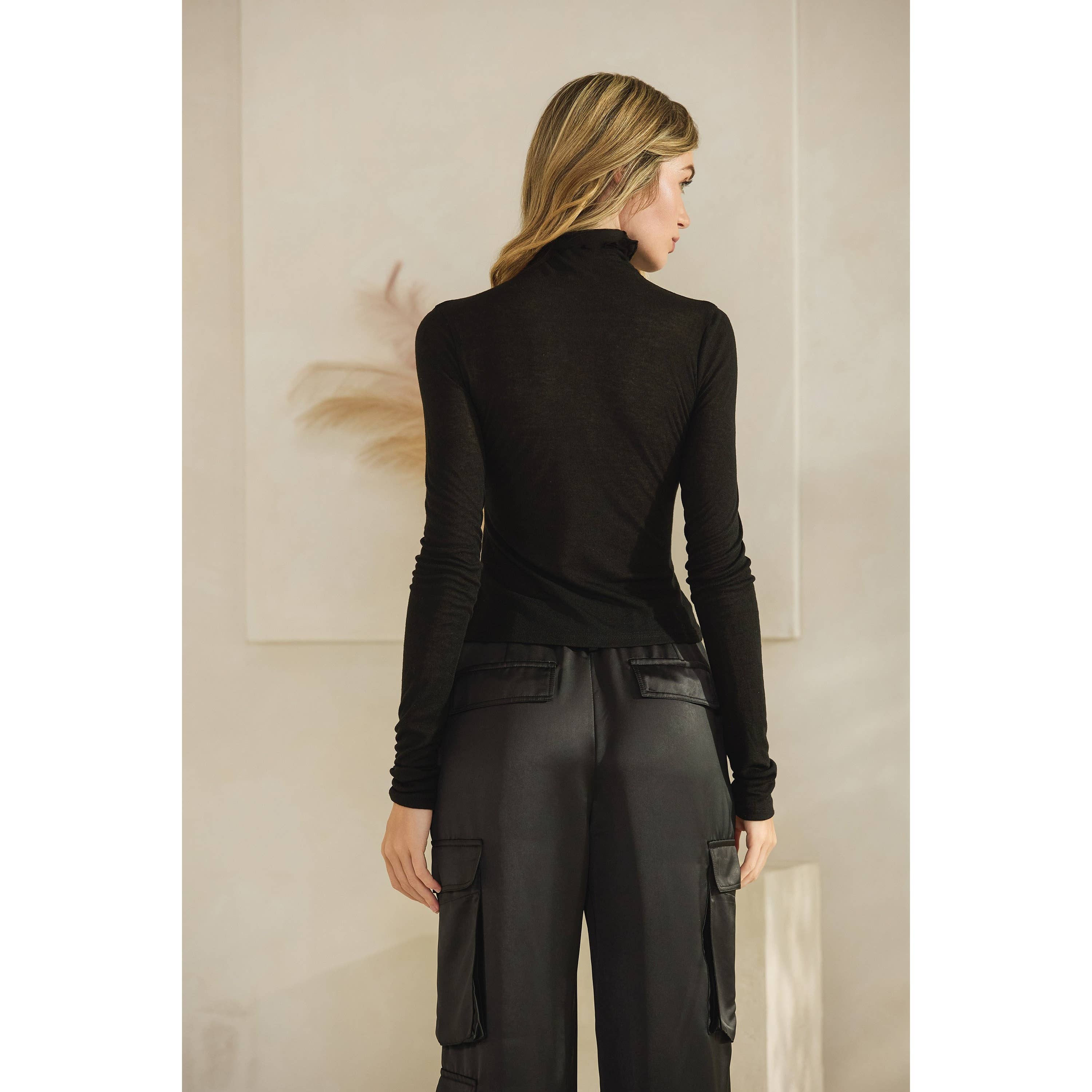 Honey Mango - Wholesale Blouse - Women's - Long sleeve sheer turtleneck top6