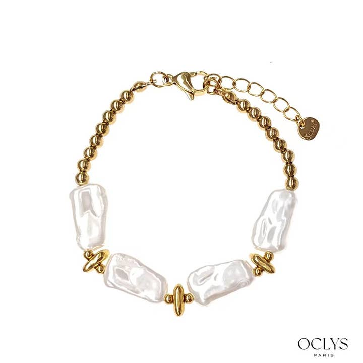 Oclys - Wholesale Beaded Bracelet - Stainless steel bracelet and Parina beads