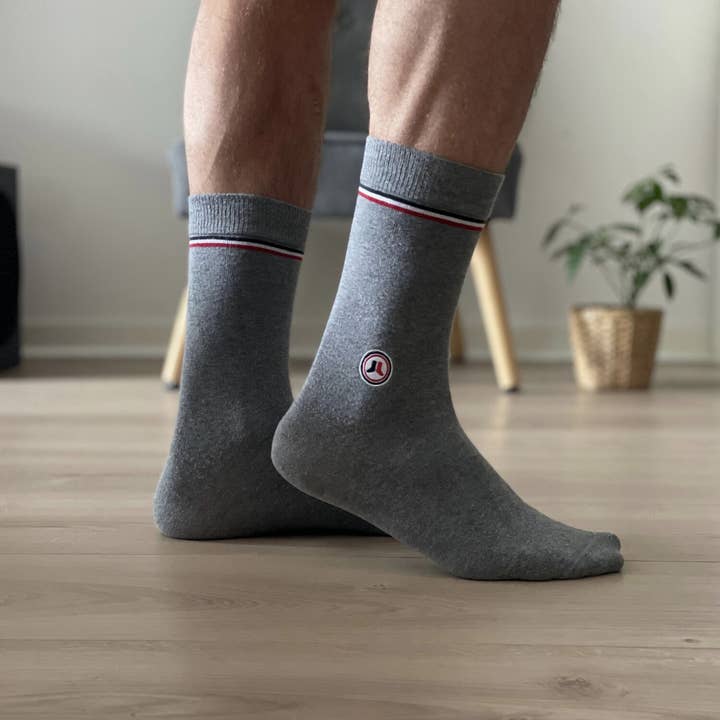 Pre-Order/“Louka” Cotton Socks - Grey for wholesale by Chaussettes De Panam’