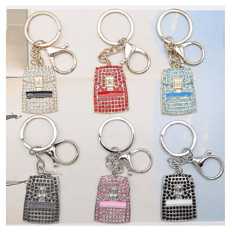 Diacly - Vente Porte-clés – femme - Porte-clés breloque sac à dos en strass 12 pièces1