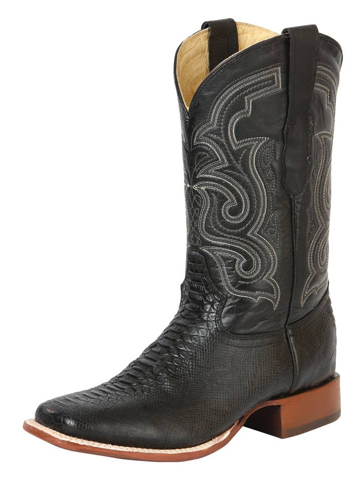 El General Herren Rodeostiefel mit Python-Imitat Schwarz für den Großhandel von Conejo Western Wear
