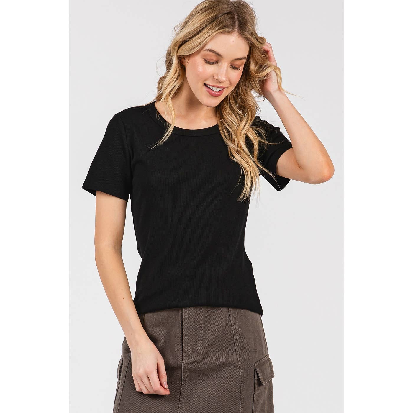 mittoshop – wholesale Knit top – Women's – RIBBED ROUND NECK SHORT SLEEVE BASIC CLASSIC TEE7