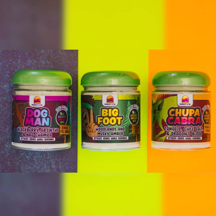 12 ct. - I <3 Cryptids Line - Odor Eliminating Candle Pack for wholesale by Modest&Co