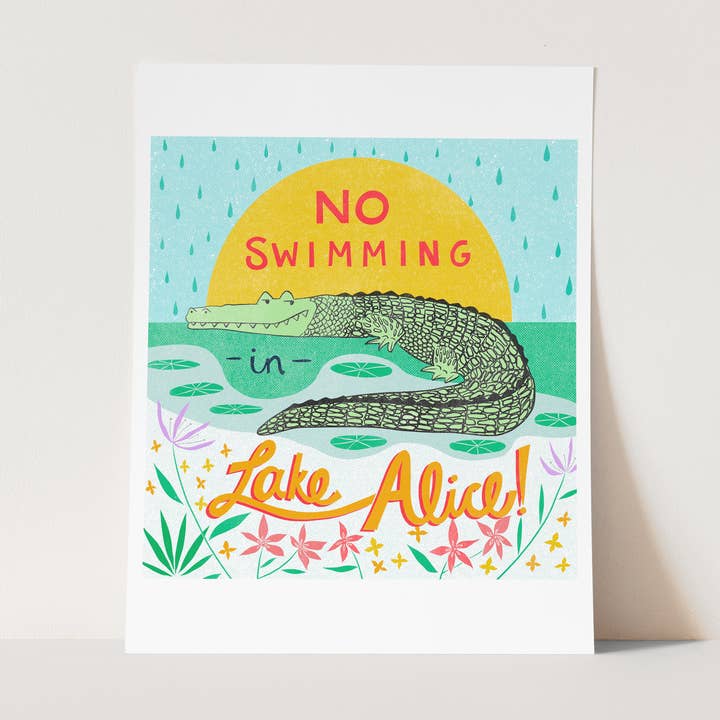 Interdiction de se baigner dans le lac Alice - Impression d'art pour la vente par Natalie V. Mason