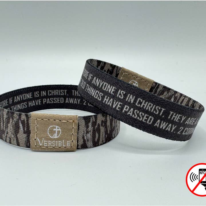Versible - Wholesale Wristband - Versible® Wristbands - Tree Bark Camo / 2 Corinthians 5:17