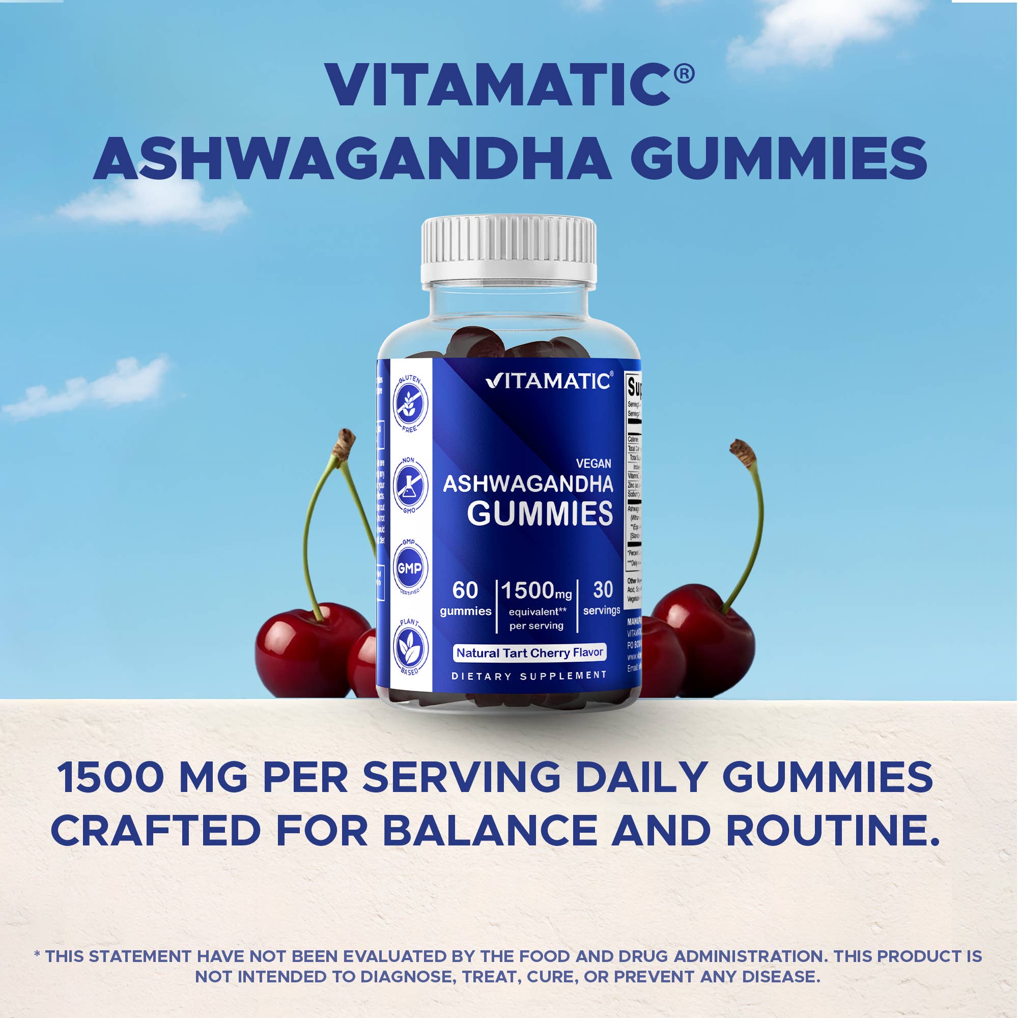 Vitamatic - Wholesale Oral Supplement/Vitamin - Vitamatic | Ashwagandha 1500mg | 60 Vegan Gummies5