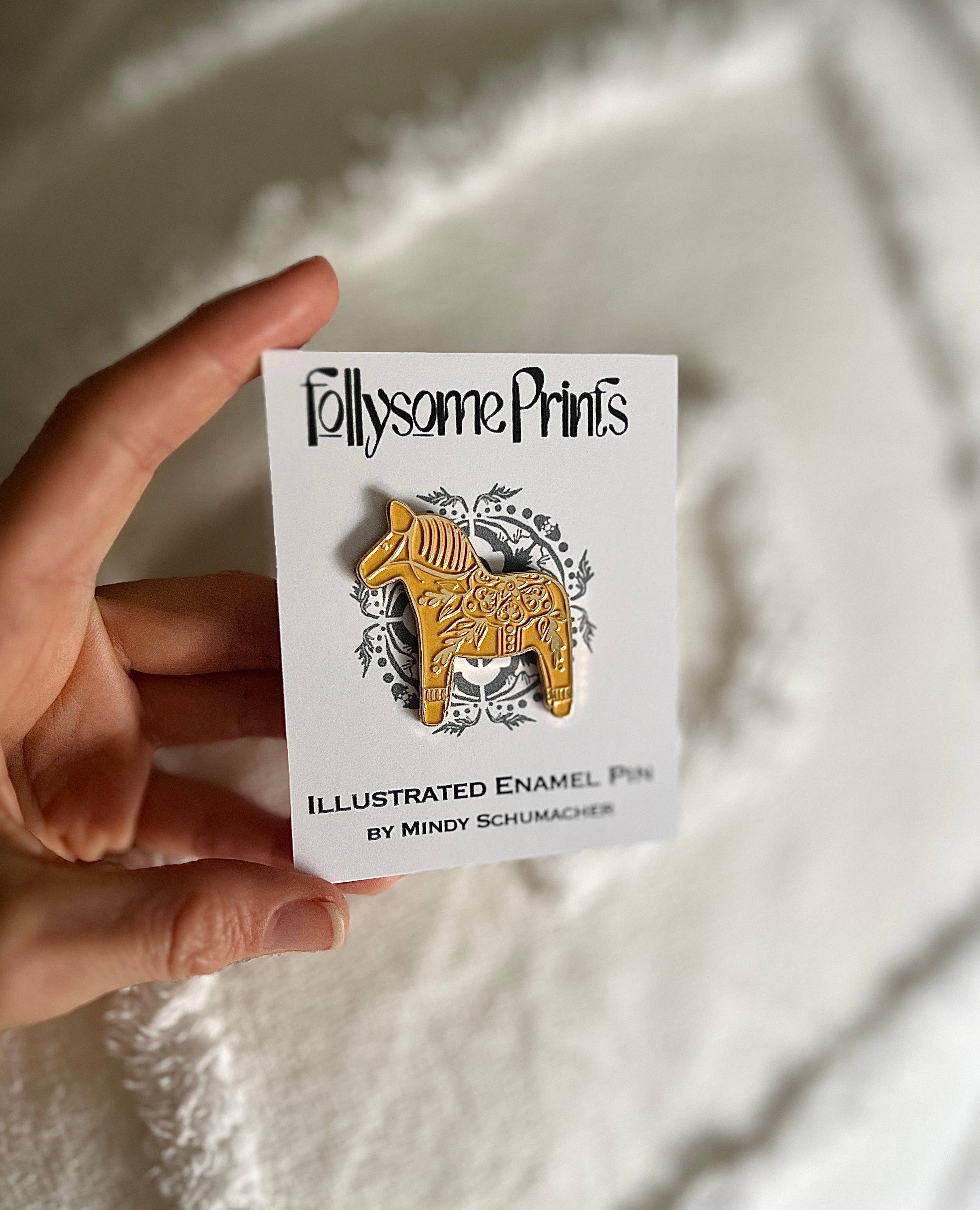 Follysome Prints - Wholesale Lapel Pin/Button - Dala Horse Enamel Pin3
