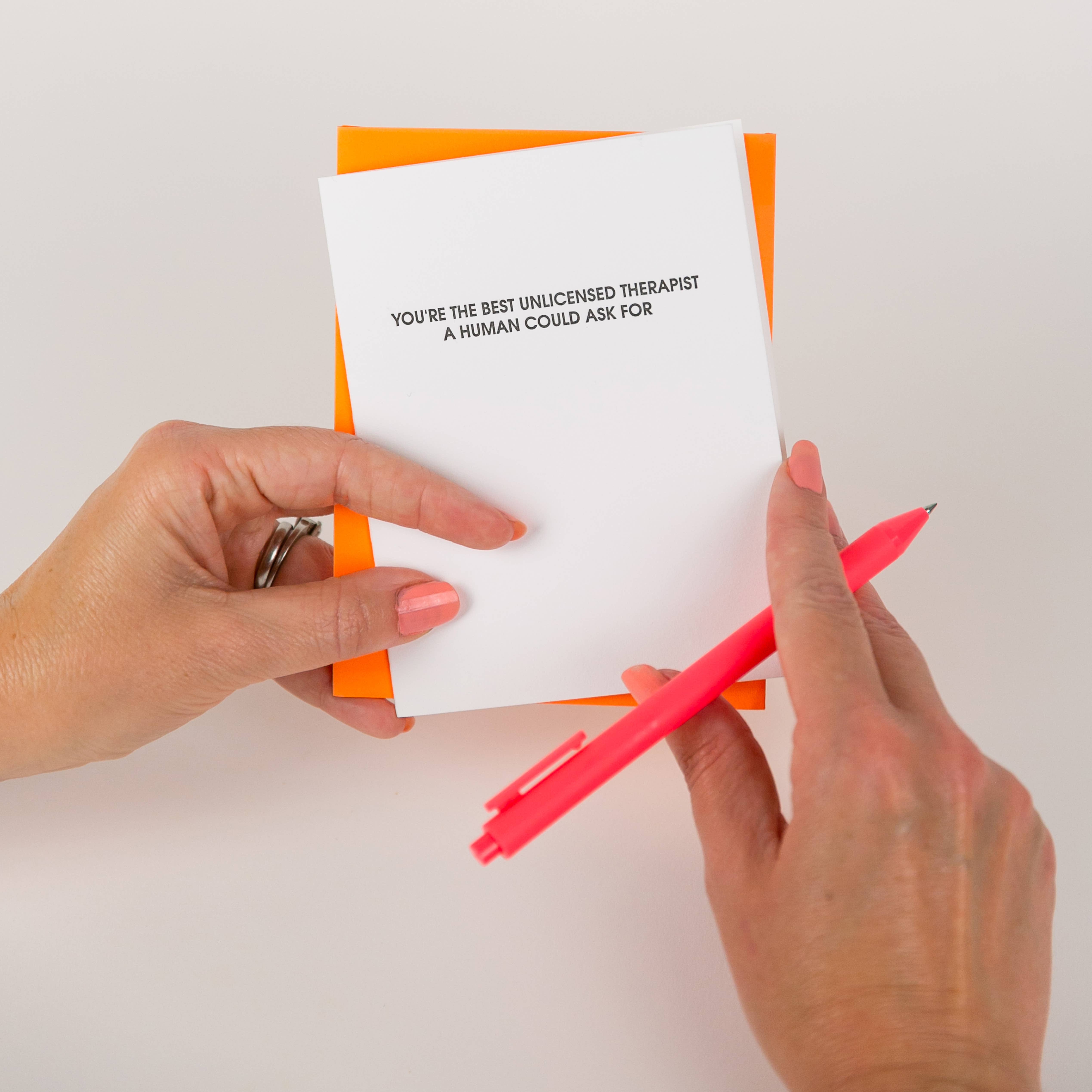 Chez Gagné – Engroshandel Venskabskort – Du er den bedste uautoriserede terapeut, en person kunne bede om - Sjovt venskabskort1