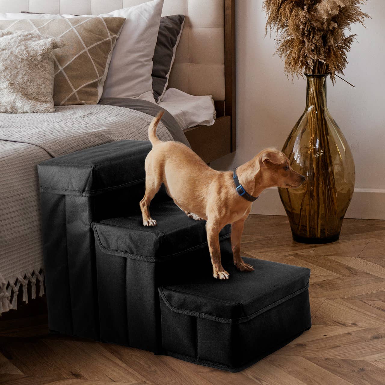 Precious Tails - Vente Escalier et rampe – chat et chien - Étapes de rangement pliables Home Base en 3 étapes pour animaux de compagnie30