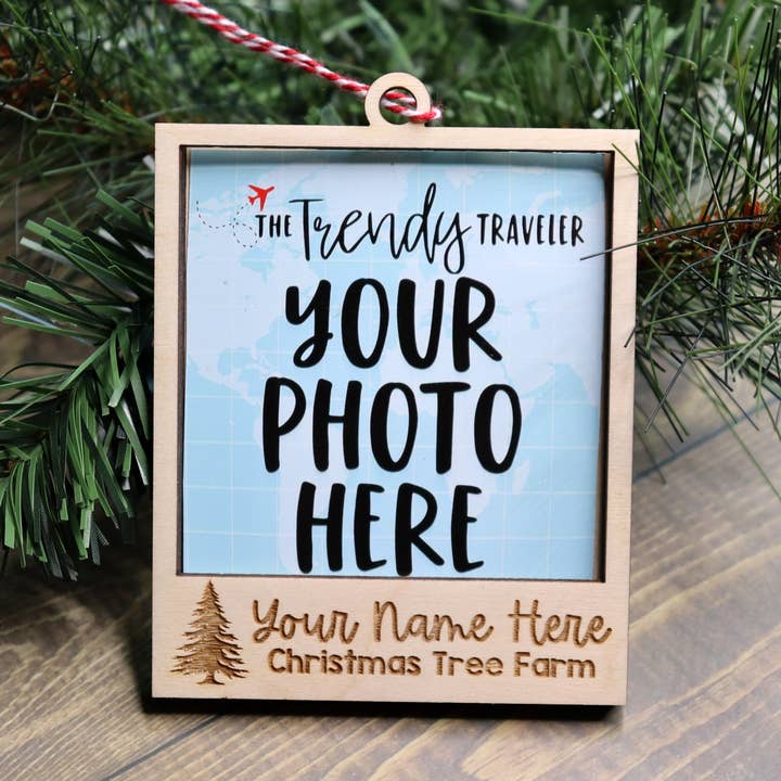 Christmas Tree Engraved Photo Frame Ornament for wholesale by The Trendy Traveler