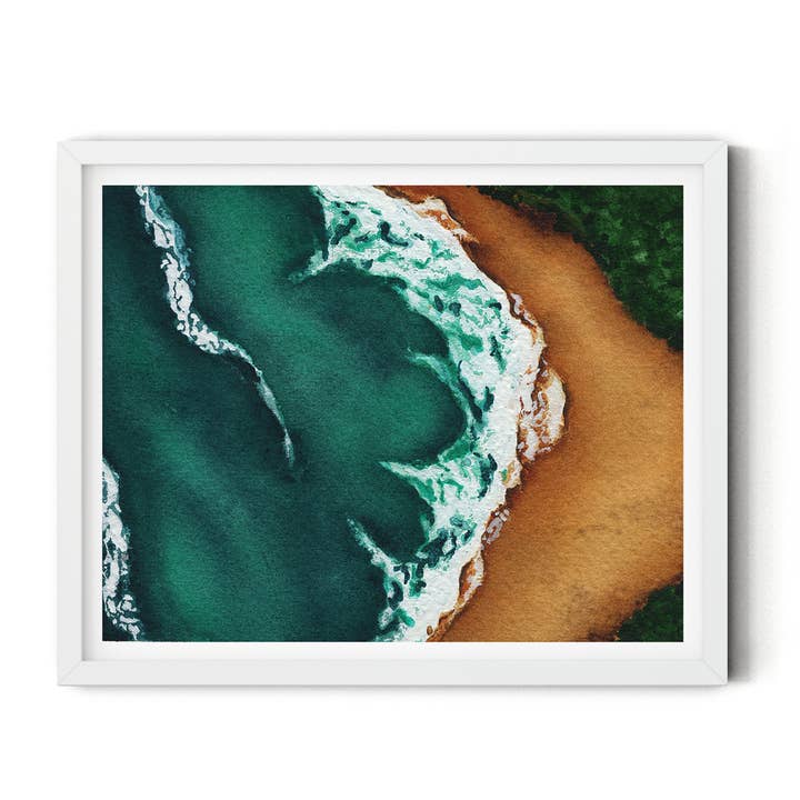 Watercolor Ocean Seascape #1 Art Print for wholesale by Petals by Priya Watercolor Designs