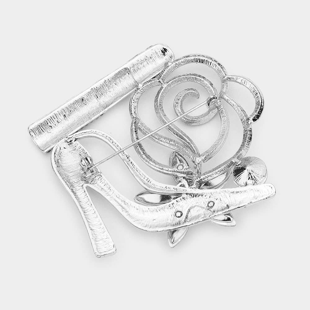 Sensibling Corp. - Vente Broches - Broche Rouge à Lèvres Fleur Talon Haut Pavé de Strass10