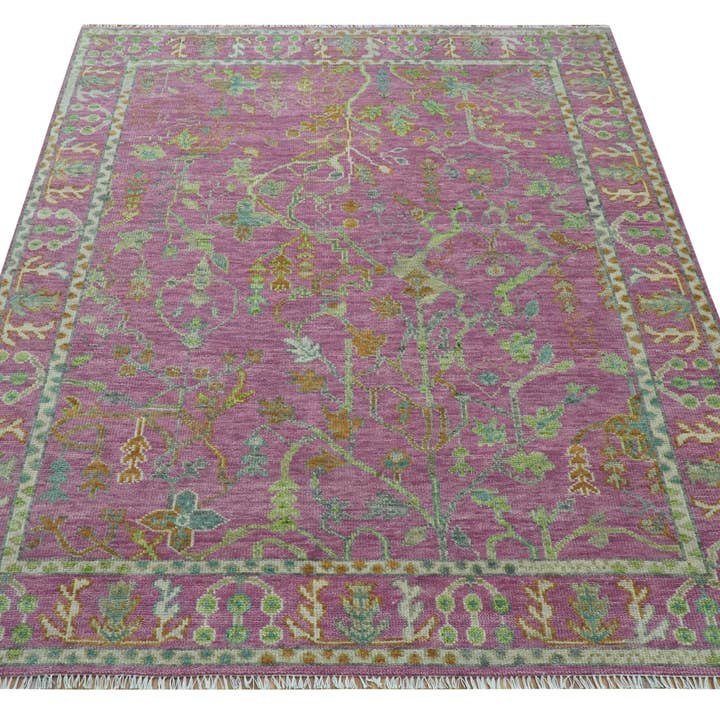 The Rug Decor, Inc. - Wholesale Area rug - The Plants and Roots Pink and Green Hand Knotted Traditional Custom Made Wool Rug2