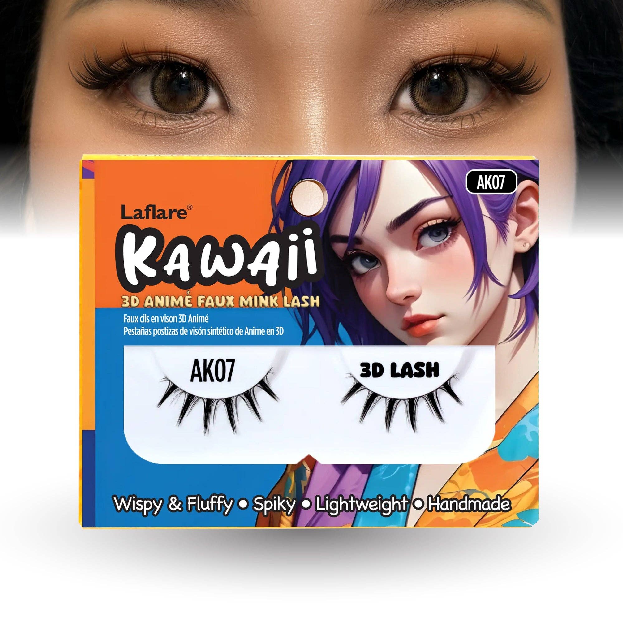 Laflare - Wholesale False/Fake Eyelashes - Kawaii 3D Anime Faux Mink Lash | Manga Lashes | Japanese Style Cosplay Lashes | Spiky 8D Wispy False Eyelashes Full Strip Doll Lashes.6