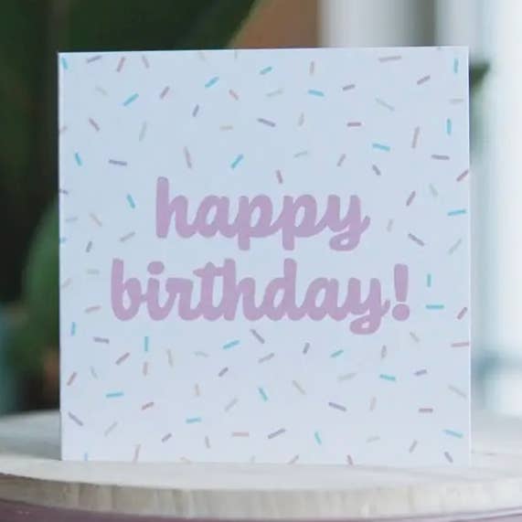 Happy Birthday! Pink Sprinkle Greeting Card for wholesale by The Forgetful Collective
