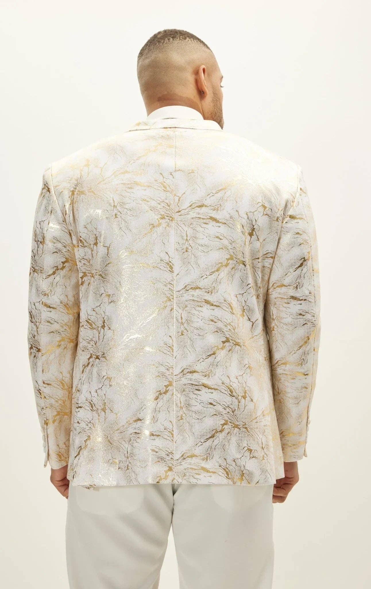 Men's The Wet Look Electric Tuxedo Jacket - White Gold for wholesale on Faire3