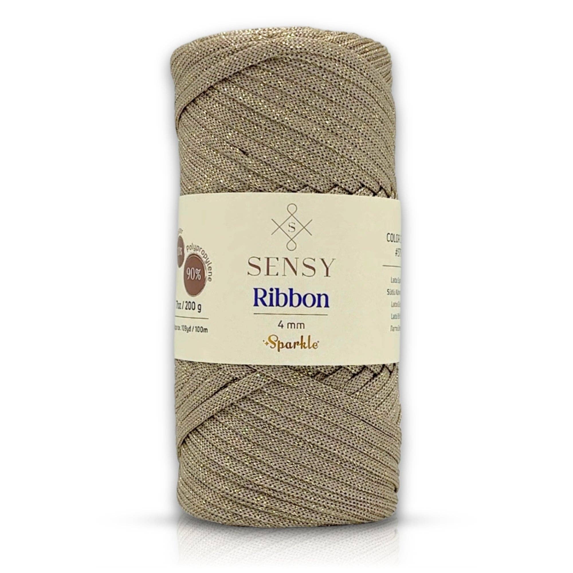 Sensy – Engroshandel Bånd – Sensy Premium 4 mm glitrende macramebånd i 100 % polyester – 100 meter2