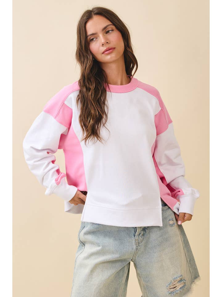 AEMI + CO - Wholesale Sweatshirt - Women's - 9106FK Colorblock Terry Pullover Sweatshirt5