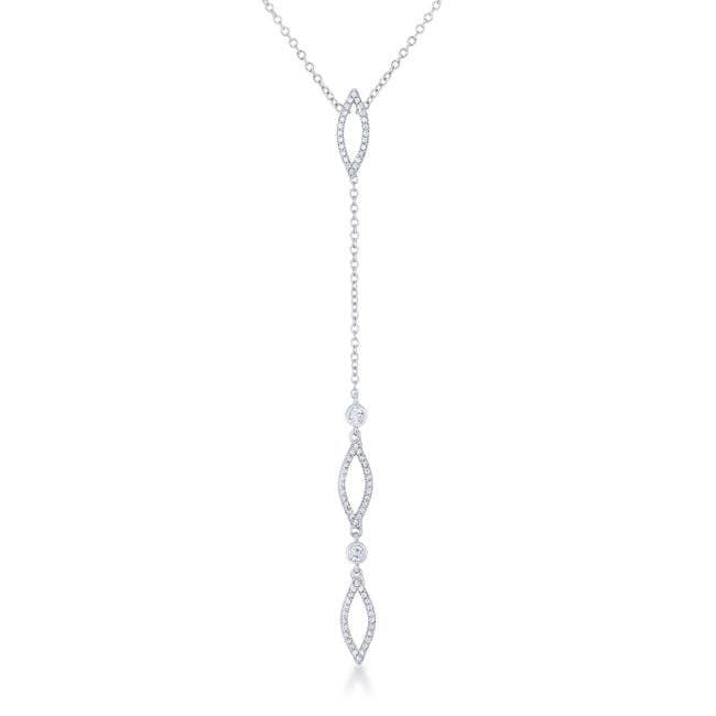 Carmela 0.6ct CZ Rhodium Classic Drop Lariat Necklace for wholesale by JGoodin