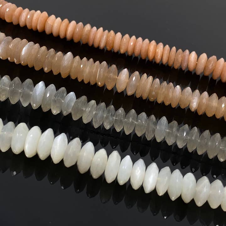 Perles de pierre de lune naturelle en pierre gemme — perles soucoupe allemande, perles en gros, 8 - 13 mm, 8 « brin pour la vente par Akstar Gems