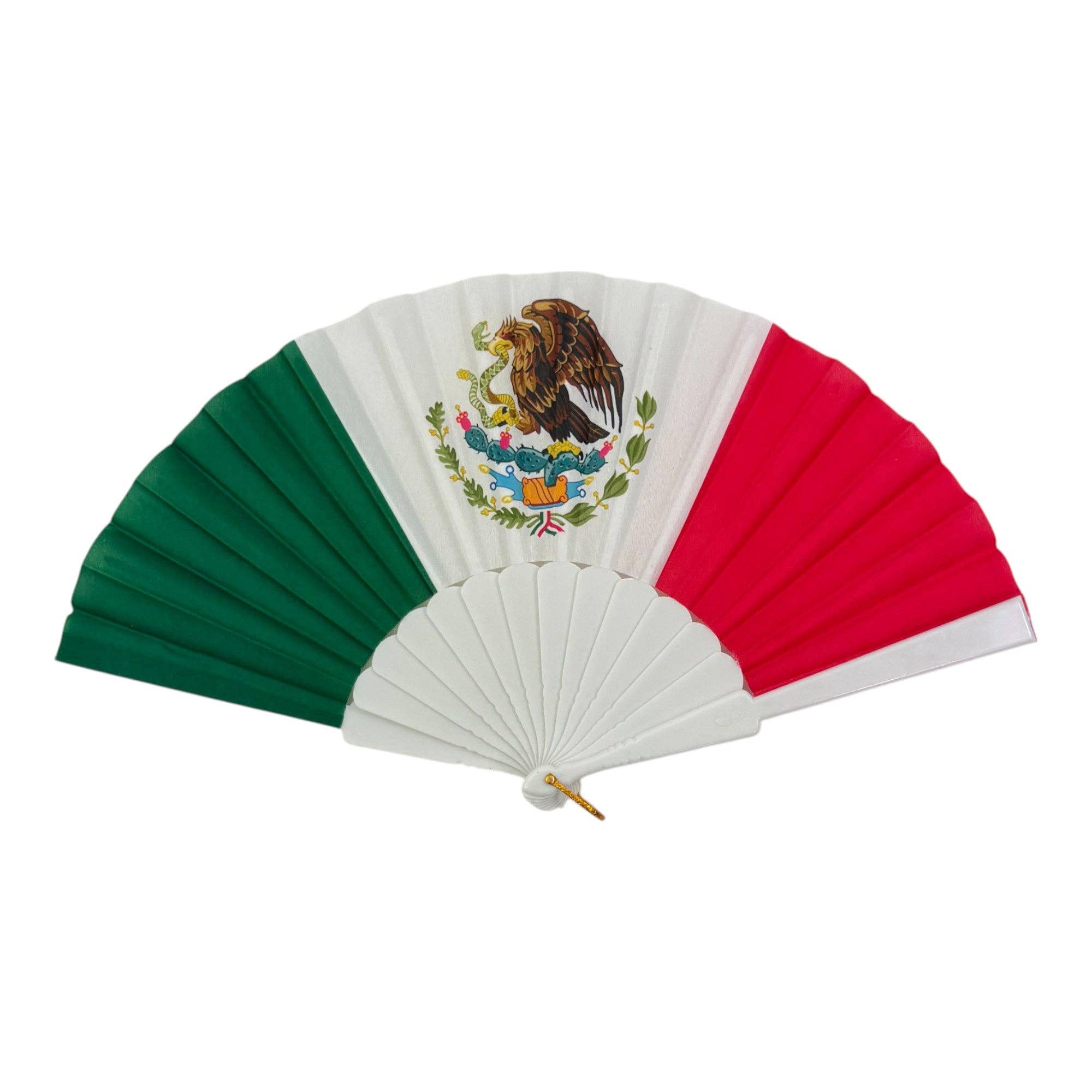 ONE COLOR Mexican national Print Oriental Hand Held Folding Fan FN0457 (12PC) for wholesale on Faire1