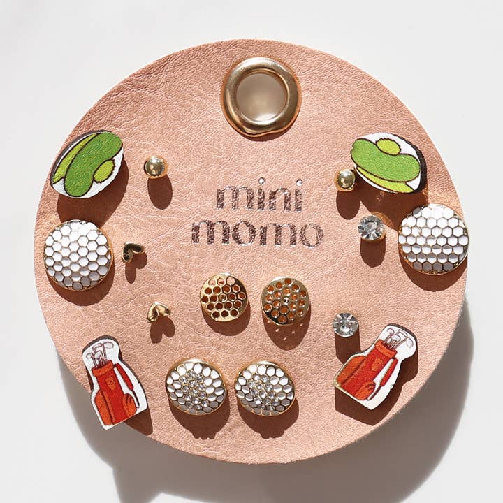 Loven x Mini Momo - Wholesale Jewelry Set - Sports Stud Earrings Multipack Assorted Set - Golf3