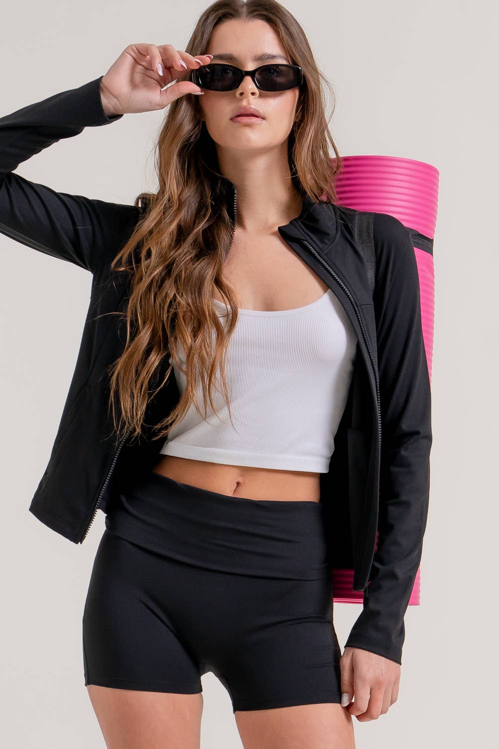 Active Basic | Active USA - Wholesale Athletic Jacket - Women's - Long Sleeve Mock Neck Seam Detail Workout Jacket42