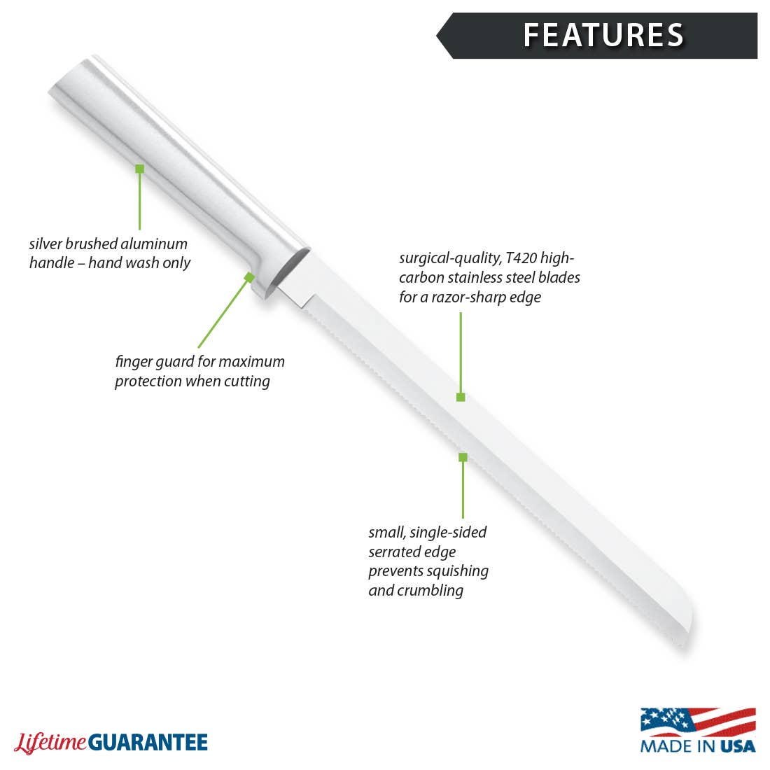 Rada Cutlery - Vente Couteau de cuisine/multi-usage - Couteau à pain 8 po1