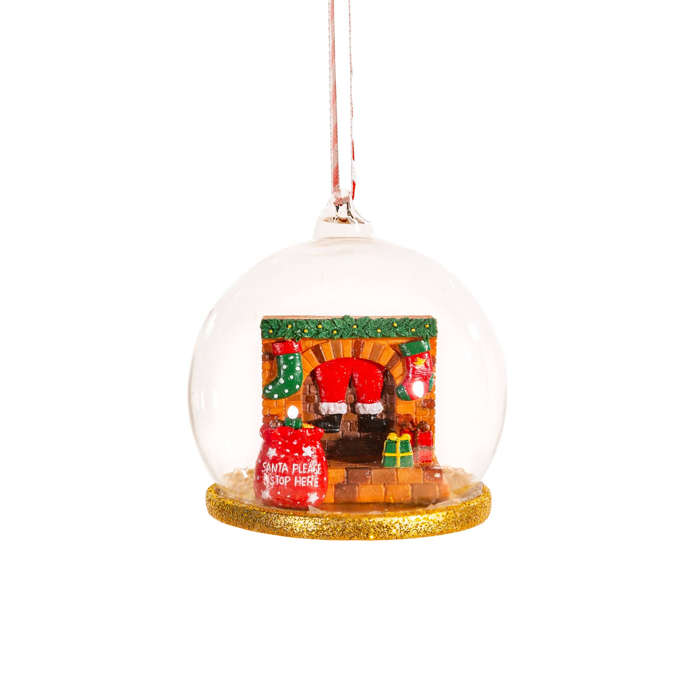 Sass & Belle Europe - Wholesale Christmas Decoration - Santa Chimney Scene Dome Bauble0