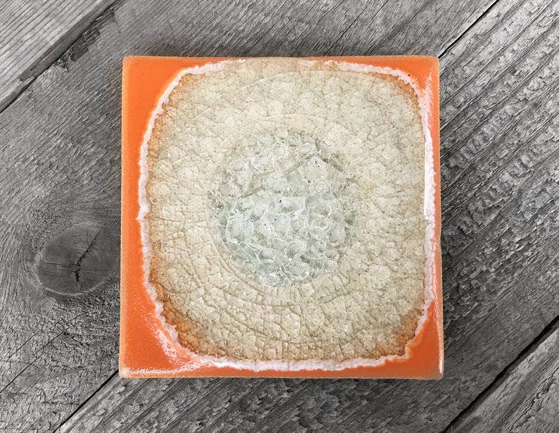 Dock 6 Pottery - Vente Sous-verre - Sous-verre Geode Crackle, individuel, 4 « x 4", verre fondu7