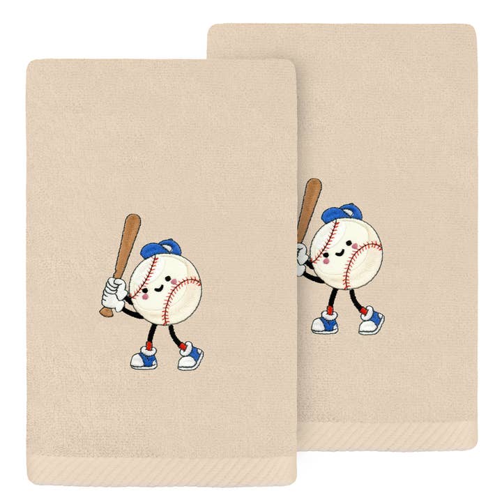Baseball Player Embroidered Turkish Cotton Hand Towels for wholesale by Khalpera