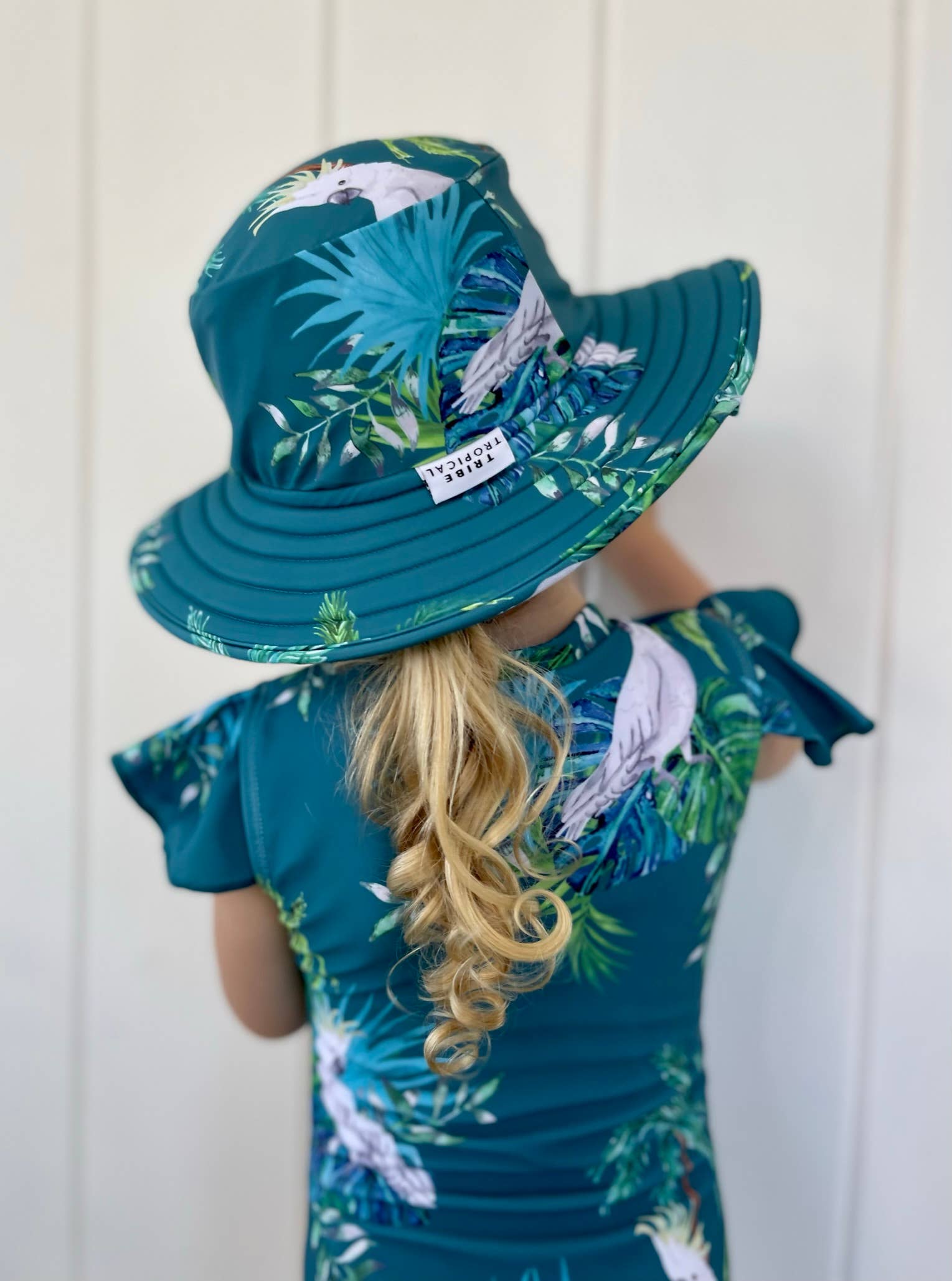Tribe Tropical - Wholesale Swim Cap - Kids & Baby - Wide Brim Swim Hat (unisex) - Hamilton Island1