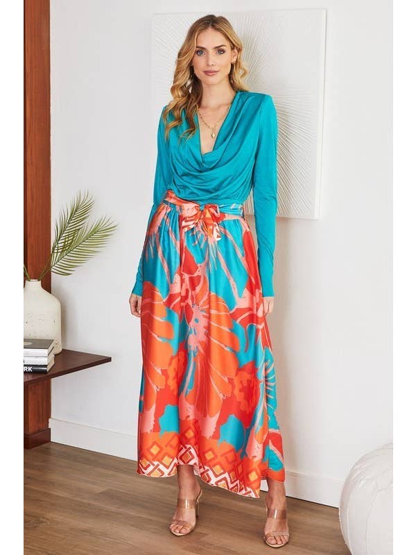 VENTI6 - Vendita all'ingrosso Gonna - Donna - GONNA MAXI IN RASO CON STAMPA CHINA ROSE (0816-CHINAROSE)7