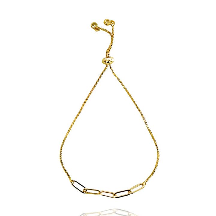 Bracelet ajustable doré à chaîne Paperclip - Everyday Essentia pour la vente par Hudson and Birch