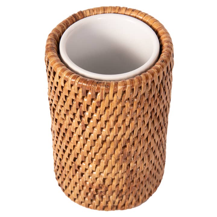 Artifacts Rattan™ Round Tumbler with Ceramic Insert for wholesale by Artifacts Trading Company