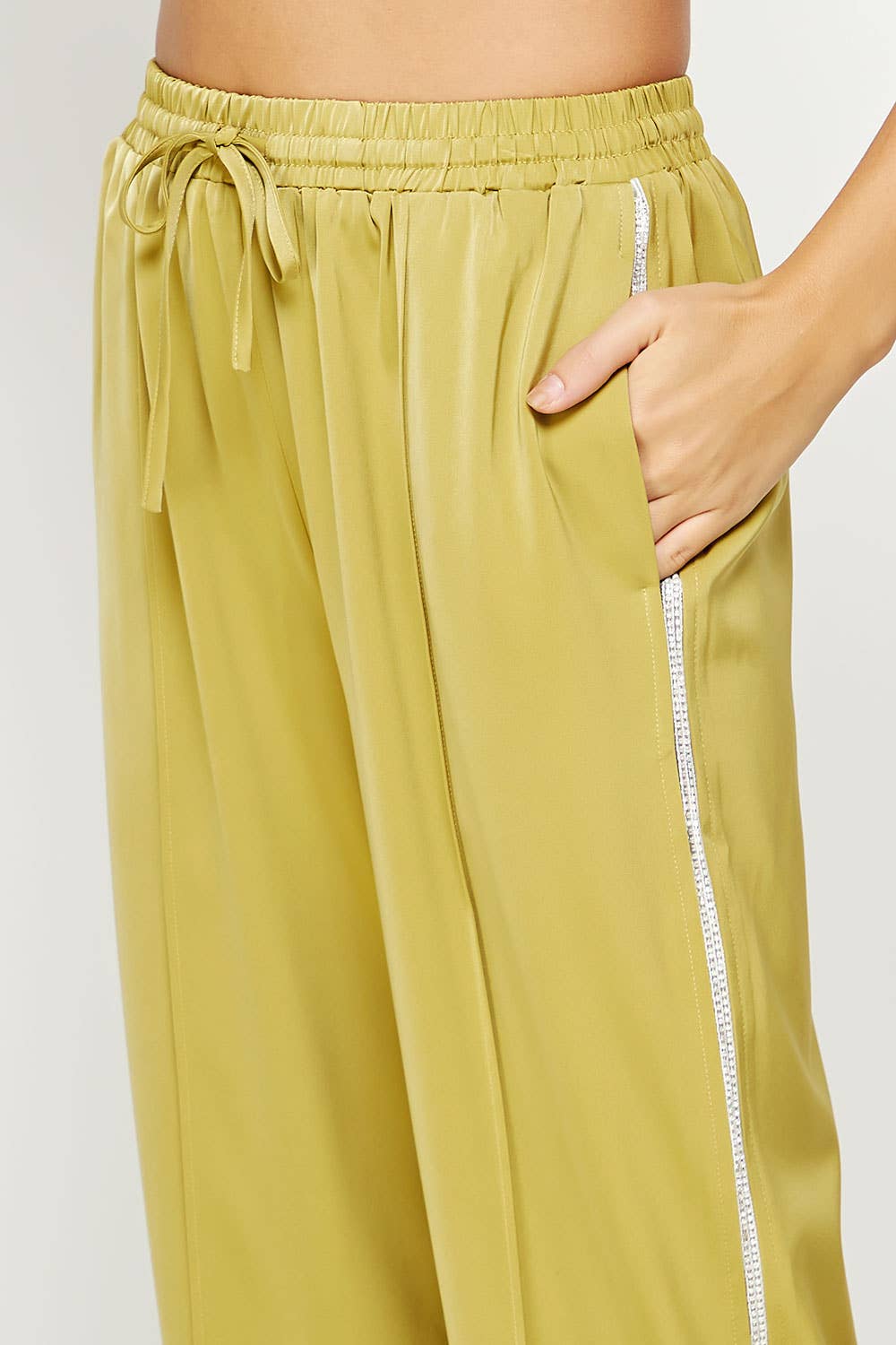 Strut & Bolt - Wholesale Pants - Women's - Rhinestone Trim Satin Track Pants1