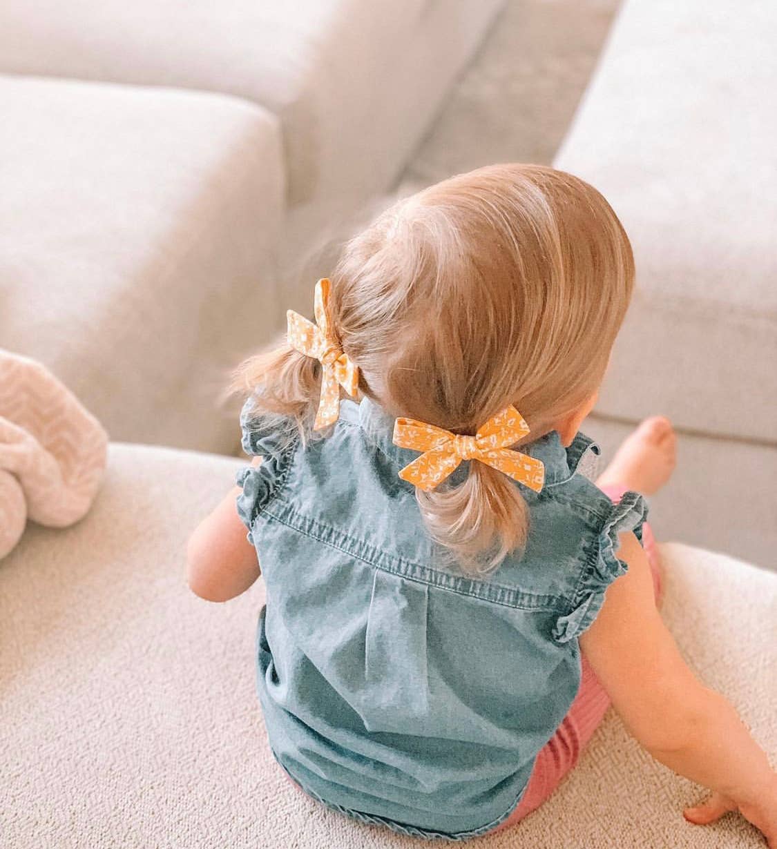 Macie & Me - Wholesale Hair Bow - Kids - Navy Floral Hand Tied Small Schoolgirl Bow(s)1