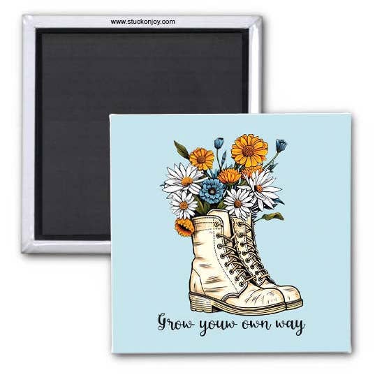 GROW YOUR OWN WAY 2x2 MAGNET for engroshandel hos Stuck On Joy