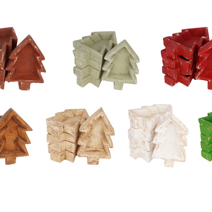 My Amigos Imports - Wholesale Candle Holder - Christmas Tree-Farmhouse Bowl-6x10 inch-7 Colors-Small