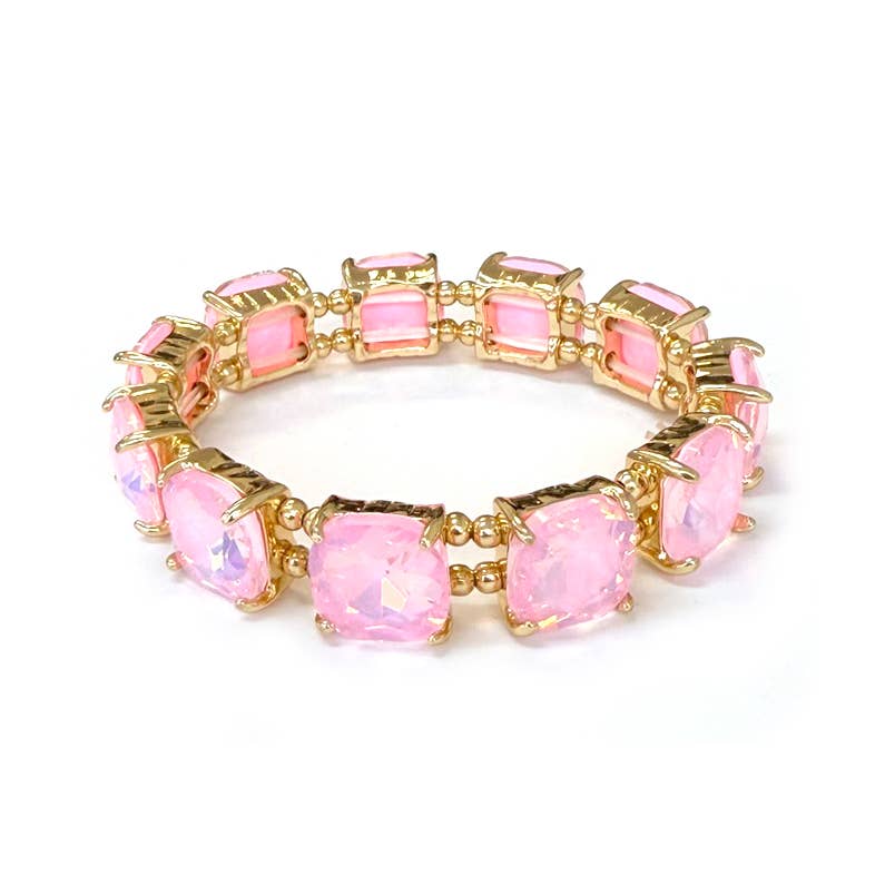 StarryNYC - Vendita all'ingrosso Braccialetto con ciondolo/pendente - Bracciale elasticizzato con cristalli in vetro tagliato a cuscino22