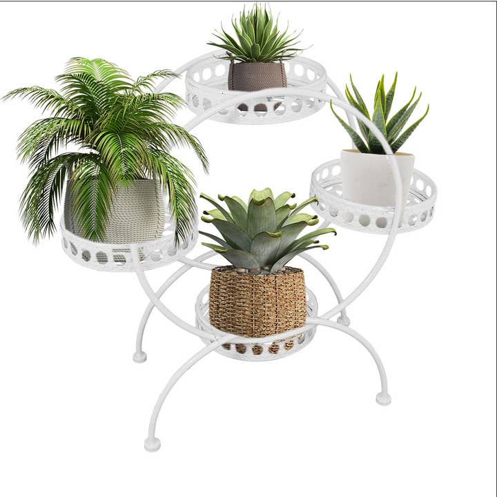 Sunnydaze Decor - Wholesale Plant Pot Stand - 4-Tier Ferris Wheel Indoor/Outdoor Plant Stand - White